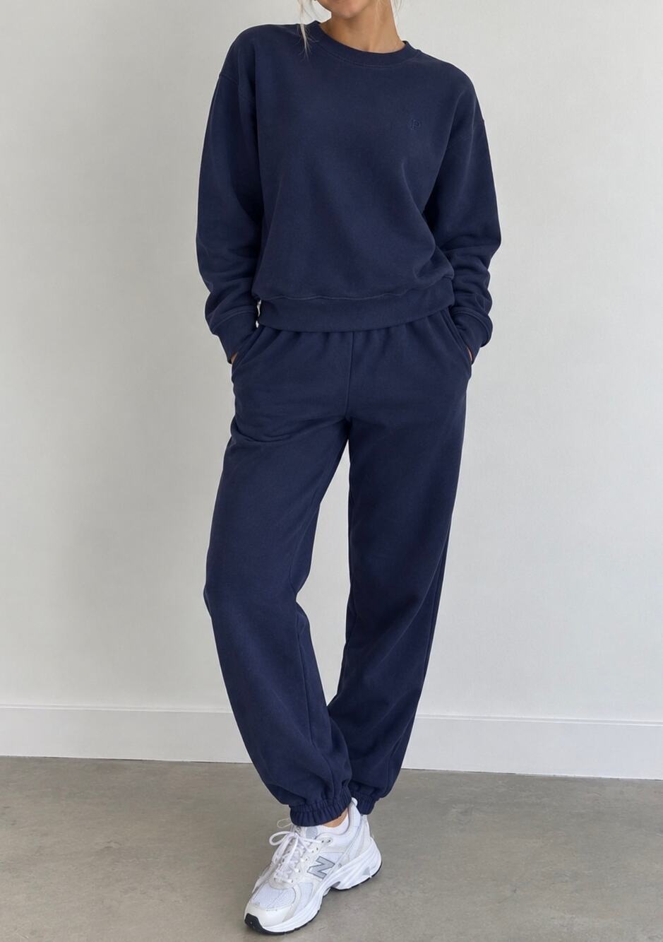 PINK Navy Blue Matching Sweat Set Size M